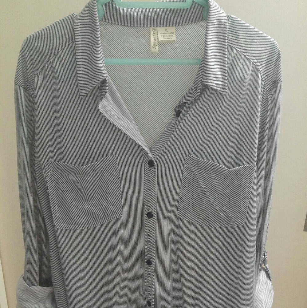 Blue and Black stripe button down shirt